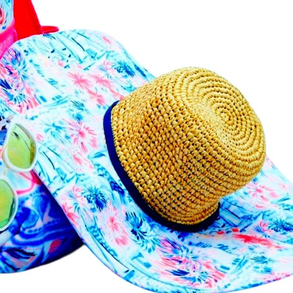 Lilly Pulitzer Beach Hat OS Sea To Shining Sea Print - Picture 1 of 3